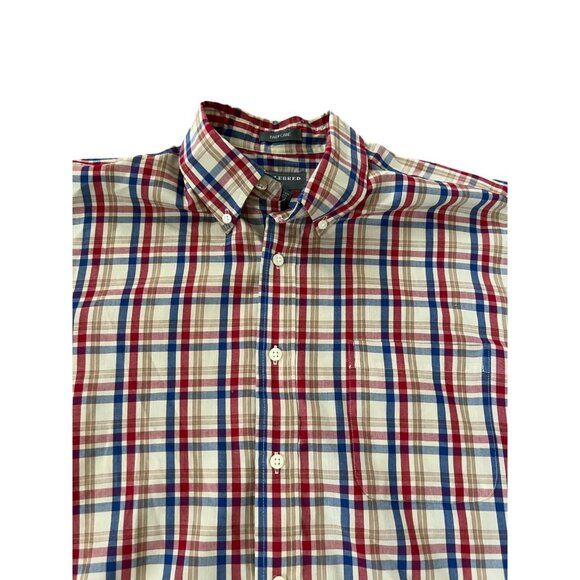 Saddlebred Mens Button Down Shirt Multicolor Large Collared Short Sleeve Plaid - Picture 4 of 7